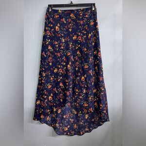 Madewell Navy Floral Elastic waist High low Cottagecore coastal cowgirl Skirt 00